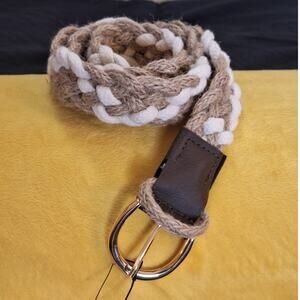 NWT Zara Belt Women Small 32" x 1 1/8" Rope Braided Juta Cotton Coastal Nautical